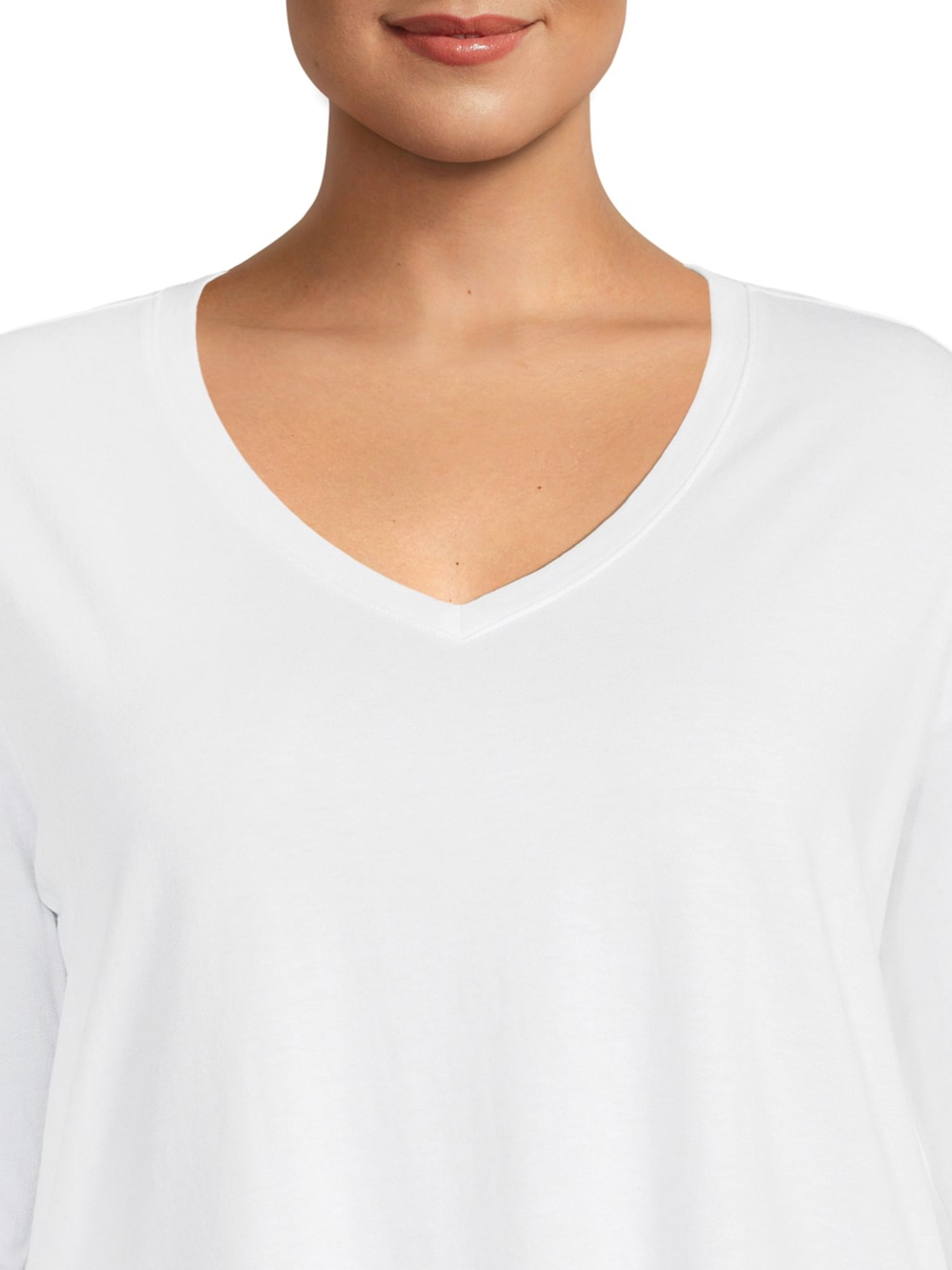 Terra & Sky Women's Plus Size V-Neck Tee with Long Sleeves
