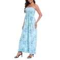 thumbnail image 5 of HDE Women's Strapless Maxi Dress Bohemian Sundress Ocean Bloom S, 5 of 6