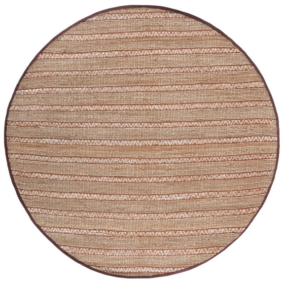 SAFAVIEH Natural Fiber Jack Striped Area Rug, Rust/Natural, 7' x 7' Round