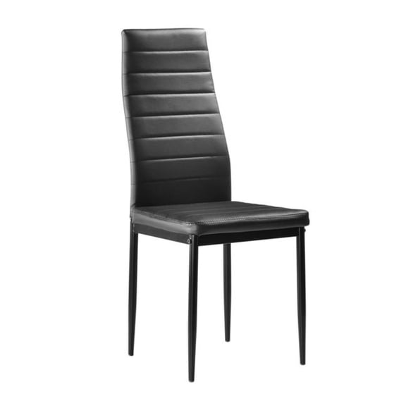 6pcs Dining Chairs Set, Black High Backrest Kitchen Chairs, Assembled PU Leather Upholstered Chairs, Modern Home Dining Room Furniture