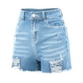 thumbnail image 5 of Jean Shorts for Women Plus Size Women's Denim Shorts Summer Mid Waist Ripped Cut Distressed Stretchy Jean Shorts with Pocket(Sky Blue,XXL), 5 of 8