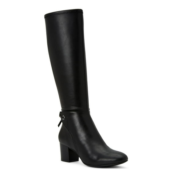 CHARTER CLUB Womens Black Flower Eyelets Wide Calf Cushioned Jaccque Almond Toe Block Heel Zip-Up Heeled Boots 9.5 M WC