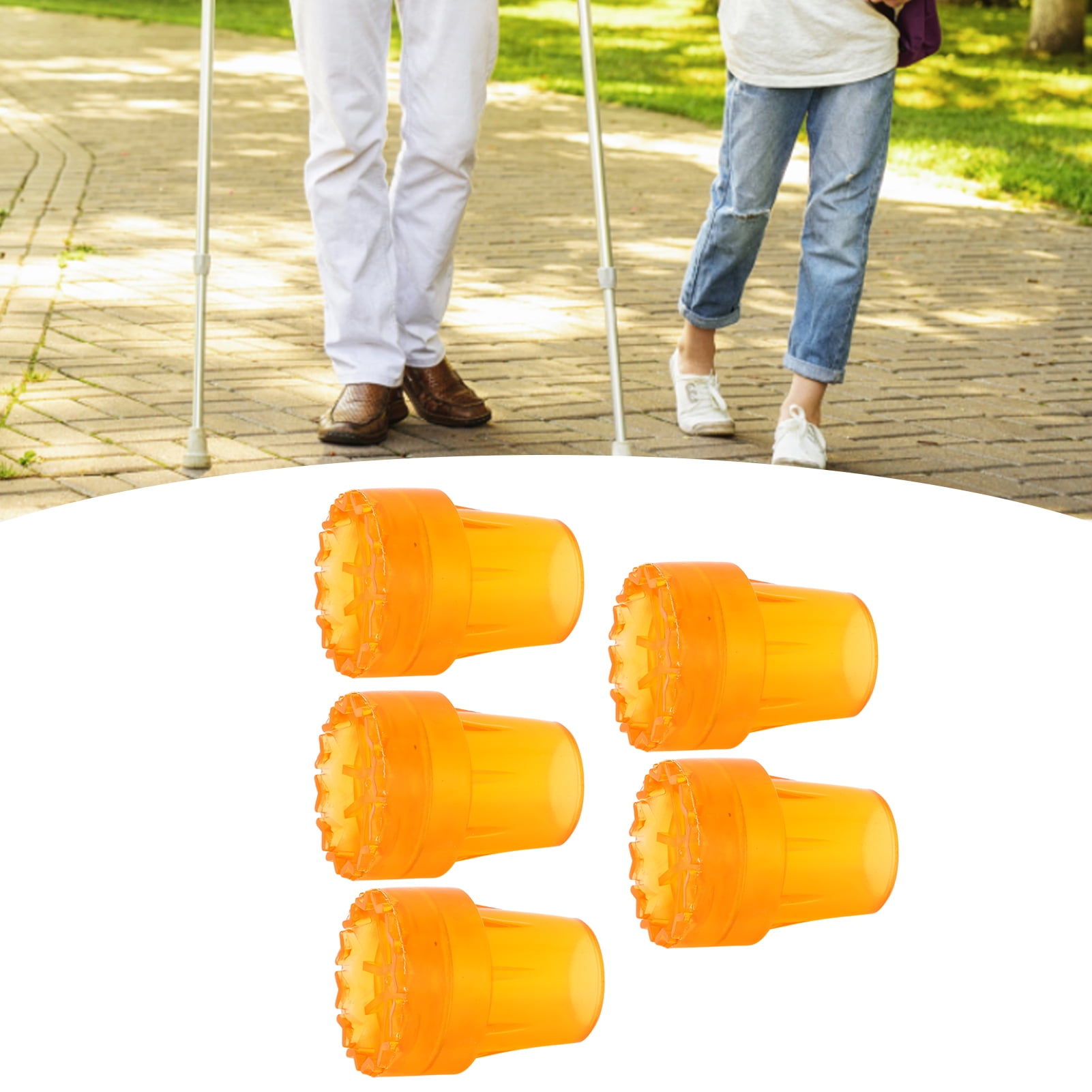 Fyydes Walking Cane Tip,5Pcs 19mm Thicken Crutch Tip Skid Resistant Rubber Cane Tip Wearproof Crutches Accessories,Cane Tip