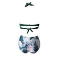 thumbnail image 4 of Girls Two Piece Swimsuit Women Vintage Swimsuit Two Piece Retro Halter Ruched High Waist Print Bikini Set, 4 of 6