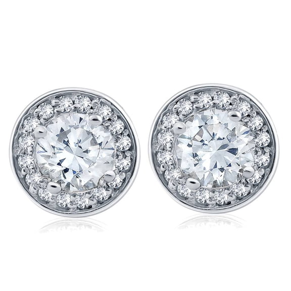 Pompeii 1 cttw Halo Diamond Studs 14k White Gold (G/H,I1)