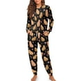 thumbnail image 4 of DISNIMO Capybara Flower Print Women Pajama Sets 2 Piece Pj Sets Long Sleeve Top Wide Leg Pants Soft Comfy Loungewear Round Neck Pajama Outfits, L, 4 of 7