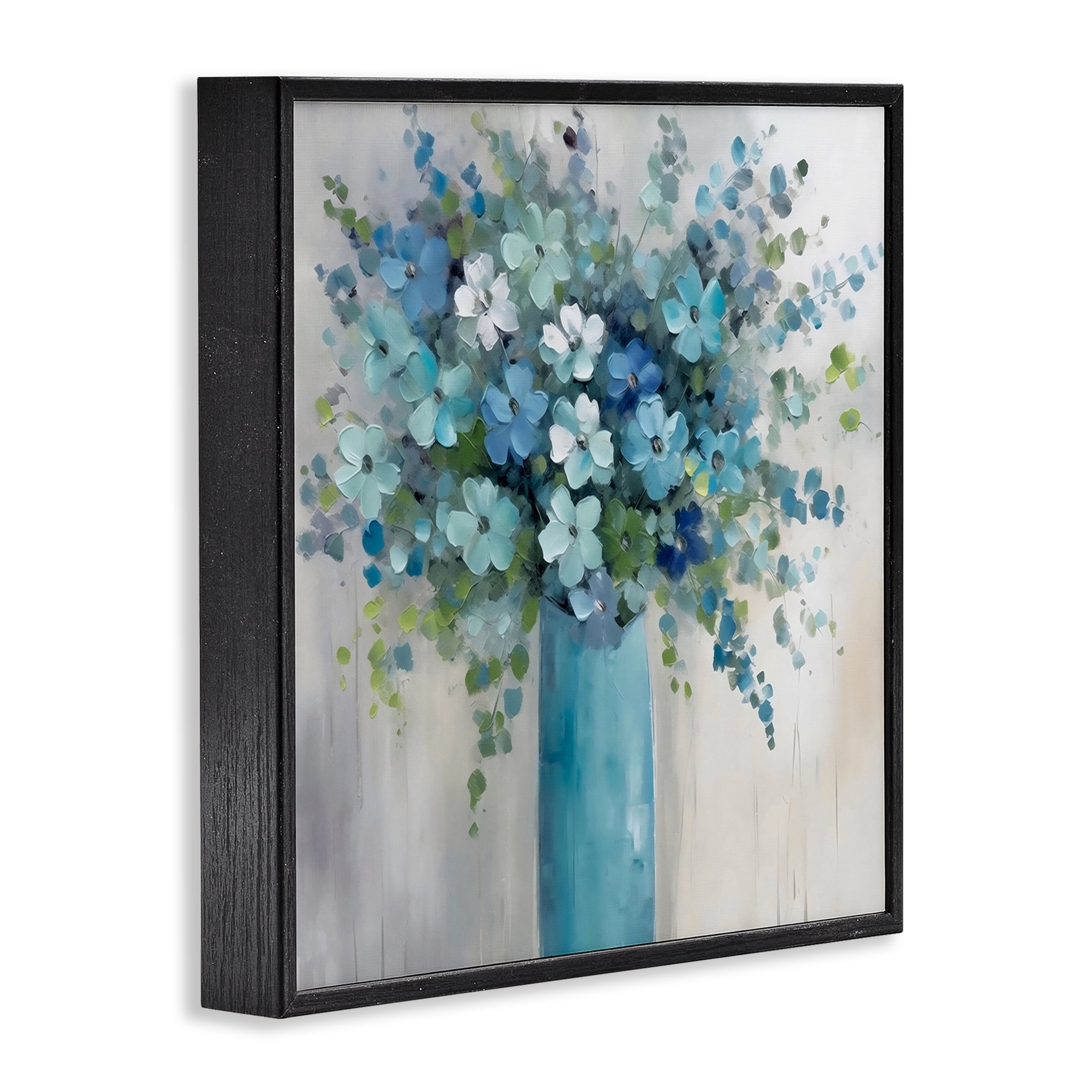 Stupell Industries Indigo Bouquet in Blue Vase Black Framed Giclee Art, design by Creative Studio