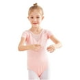 thumbnail image 4 of SDNall Dance Leotard Ballet Leotards for Girls Children'S Dance Clothes Summer Short Sleeves Training Clothes One-Piece Performance Clothes Dance Dress 3-15 Years, 4 of 9
