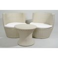 thumbnail image 1 of 3-Piece Beige Outdoor Patio Resin Wicker Chair and Table Set - Off-White Cushions, 1 of 2