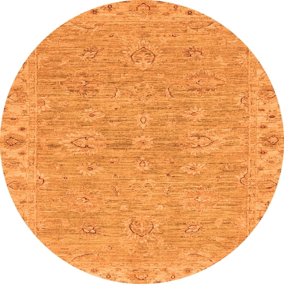 Ahgly Company Indoor Round Abstract Orange Modern Area Rugs, 8' Round