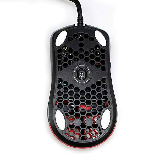 Gwolves Hati HTM Ultra Lightweight Honeycomb Design Wired Gaming Mouse 3360 Sensor - PTFE Skates - 6 Buttons - Only 61G (Faze Red)