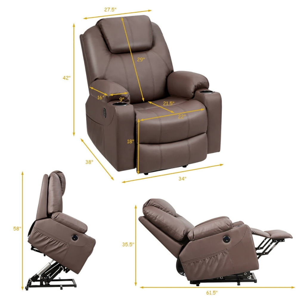 Finihen Massage Recliner Sofa, Electric Recliner Chair, Electric Power Lift Leather Massage Sofa, for Living Room, Bedroom, Brown Finihen Massage Recliner Sofa, Electric Recliner Chair, Electric Power Lift Leather Massage Sofa, for Living Room, Bedroom, Brown