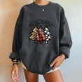 thumbnail image 2 of Scyoekwg Womens Sweatshirts No Hood Long Sleeve Tops Christmas Round Neck Fleece Oversized Sweatshirt Leopard Plaid Christmas Tree Graphic Sweatshirt Pullover #H=Dark Gray S(4), 2 of 4