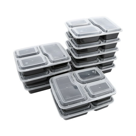Vbestlife Microwavable Meal Prep Containers 10pcs Vbestlife Microwavable Meal Prep Containers 10pcs Plastic Food Storage 3 Compartment