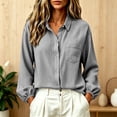 thumbnail image 5 of GigrtiJin Cotton Button Down Shirts for Womens Long Sleeve Collared Loose Blouses Dressy Casual Work Button up Shirts with Pockets, 5 of 7