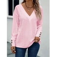 thumbnail image 2 of TcIFE Blusa Elegante de Mujer con Cuello en V y Manga Larga de Botones Puño y Ganchillo de Encaje Casual Tops, 2 of 3