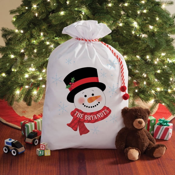 Personalized Snowman Santa Sack, 2 Sizes To Choose From