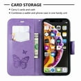 thumbnail image 6 of Allytech iPhone Xr Case (6.1"), Slim Fit PU Leather Folio Butterfly Embossed Shockproof Wrist Hand Strap Flip Cards Holder Wallet Case TPU Back Cover for Apple iPhone XR, Violet, 6 of 8
