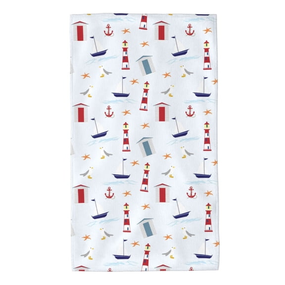 Kdxio Hand Towel Nautical Lighthouse Sailboat for Bathroom Kitchen Fingertip Bath Towels 27.5 x 16 Inch Home Hotel Gym Laundry Room
