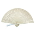 thumbnail image 2 of SMKE Carved Wooden Hand Fan With Intricate Hollow Cut Pattern And Matching Tassel As Elegant Folding Fan For Wedding Party Favors Home Decor And Photography Props, 2 of 8