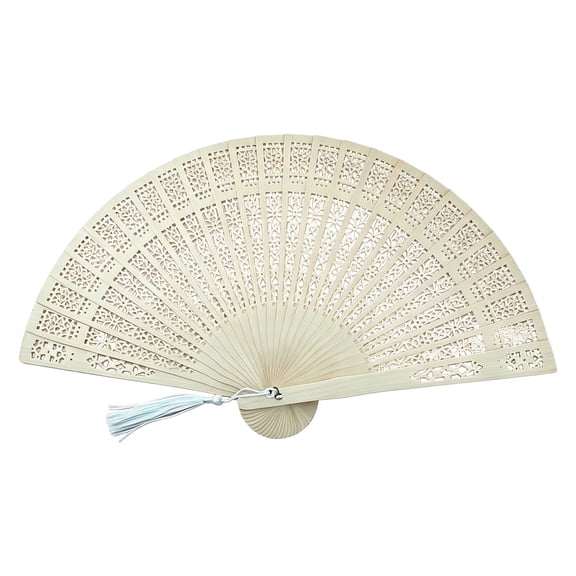 Wooden Folding Fans, Loetky Handheld Vintage Wood Hand Fan with Tassel Organza Bags, Folding Wooden Hand Fan Hollow Carved Fan for Wedding Guests Party Birthday Party Favors Gift