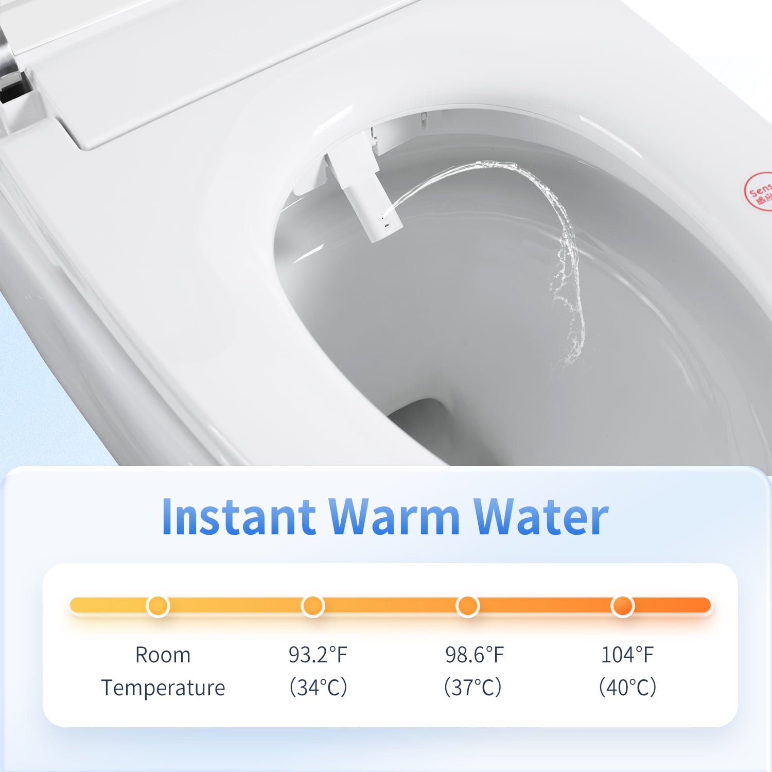 Tankless Smart Toilet With Bidet Built In, One-piece Bidet Toilet Seat, Auto Flush, Auto Open/Close,Heated Seat, Warm Water and Dry, Adjustable Temp,Remote Control Side Know