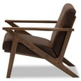 thumbnail image 4 of Baxton Studio Bianca Mid-Century Modern Walnut Wood Dark Brown Distressed Faux Leather Lounge Chair, 4 of 8