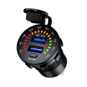Dual USB Charger Waterproof , ,Voltage Display , Cameras 2 Port Power Outlet Mini Charger Socket Adapter, 12V 24V