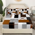 thumbnail image 3 of Erosebridal Geometry Lines Sheet Set Twin,Patchwork Rectangle Bedding Sets Twin Size,Stripe Bedroom Decor,Breathable,3pcs, 3 of 7