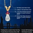 thumbnail image 2 of Gem Stone King 14K Yellow Gold DEF Lab Grown Diamond and Red Created Ruby Pendant Necklace for Women | 0.79 Cttw | Gemstone April Birthstone | Pear Shape 8X5MM | With 18 inch Chain, 2 of 6