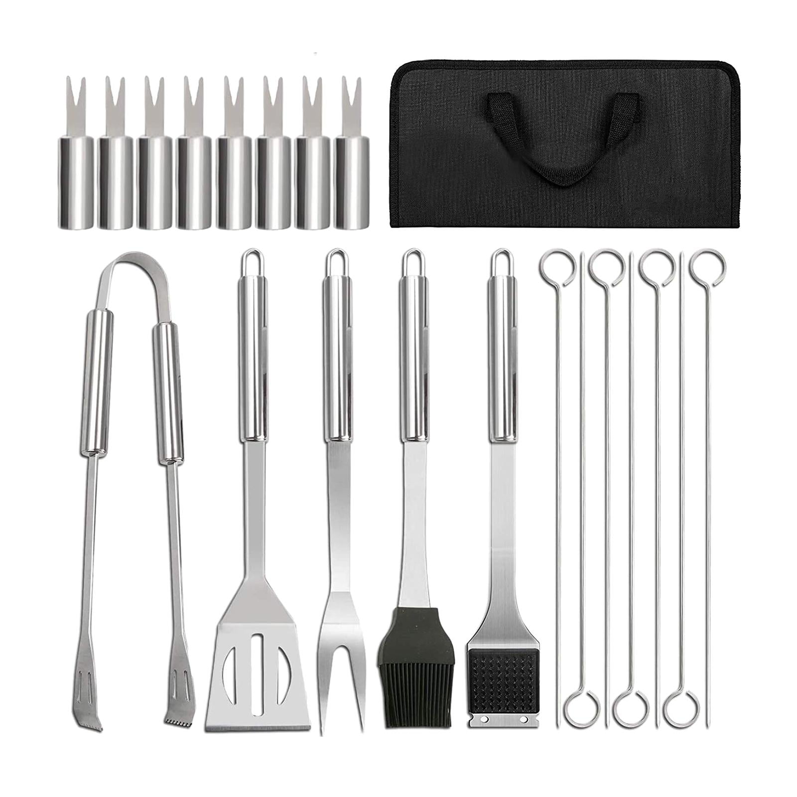 BBQ Grilling Tools Set 3 Piece Utensils Kit Includes Spatula Tongs & Fork Heavy Duty 20% Thicker Stainless Steel Unique Birthday Gift Idea for Dad Professional Grade Barbecue Accessories 