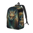thumbnail image 1 of Disketp Vintage Pattern Fox print Canvas Backpack Lightweight Travel Daypack Student Rucksack Laptop Backpack-, 1 of 5
