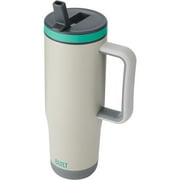 BUILT Cascade 40 oz Stainless Steel Tumbler Water Bottle with Flip Top Straw and Handle, Gray