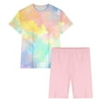 thumbnail image 4 of HaoXianJian Womens Pajamas s Print Sleepwear Causal Two Pjs s Nightwear Crew-Neck Pjs Loungewear Shorts Pant and Short Sleeves Plus Size 2X 3X, 4 of 5