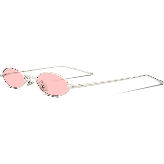 Ubiuo Vintage Small Sunglasses Oval Slender Metal Frame Candy Colors B2277