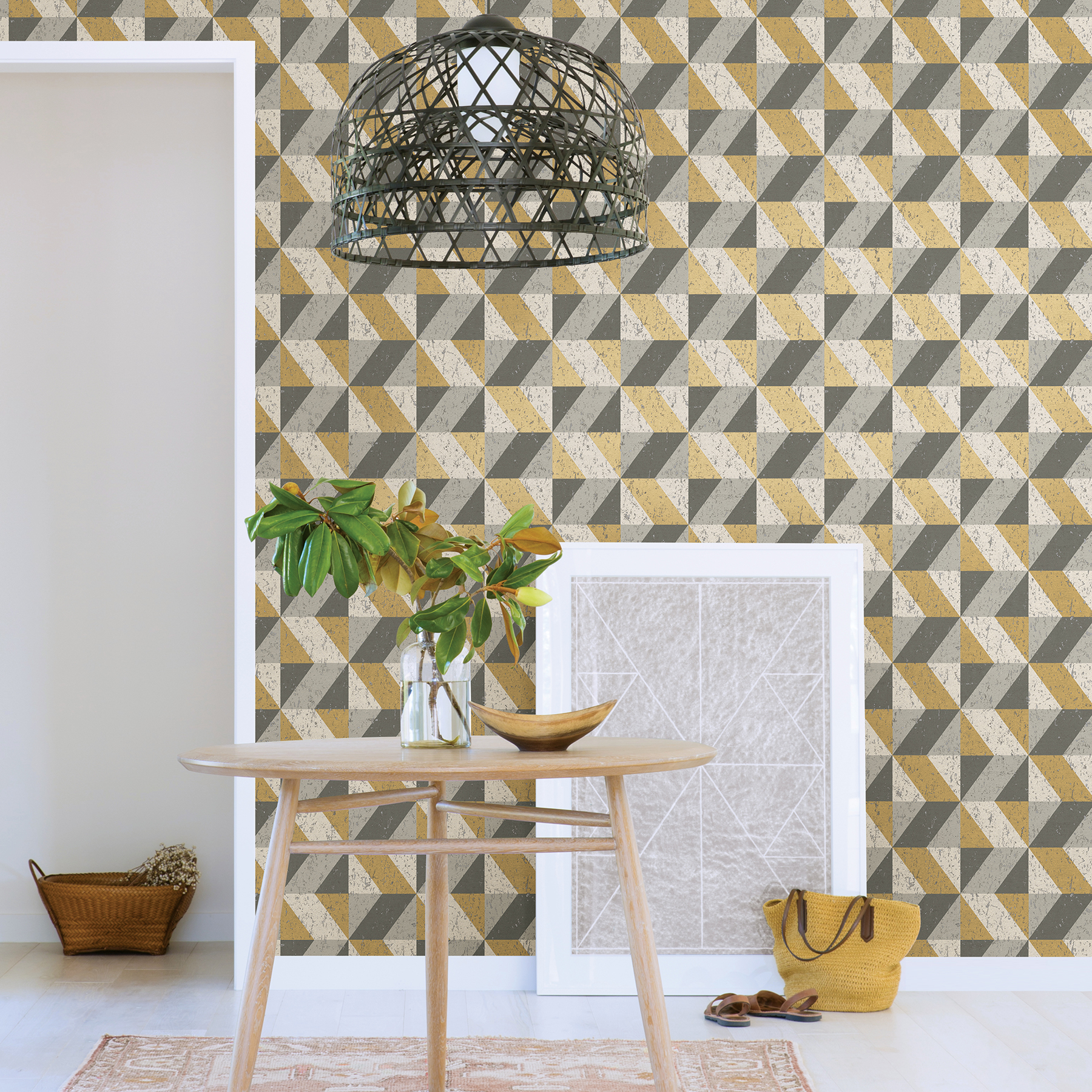 Decorline Cerium Moss Concrete Geometric Wallpaper
