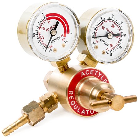 Black Dual Torch - Dual Gauge Acetylene Solid Brass Regulator for Welding Victor Gas Torch Cutting - CGA200 Rear Mount Fitting