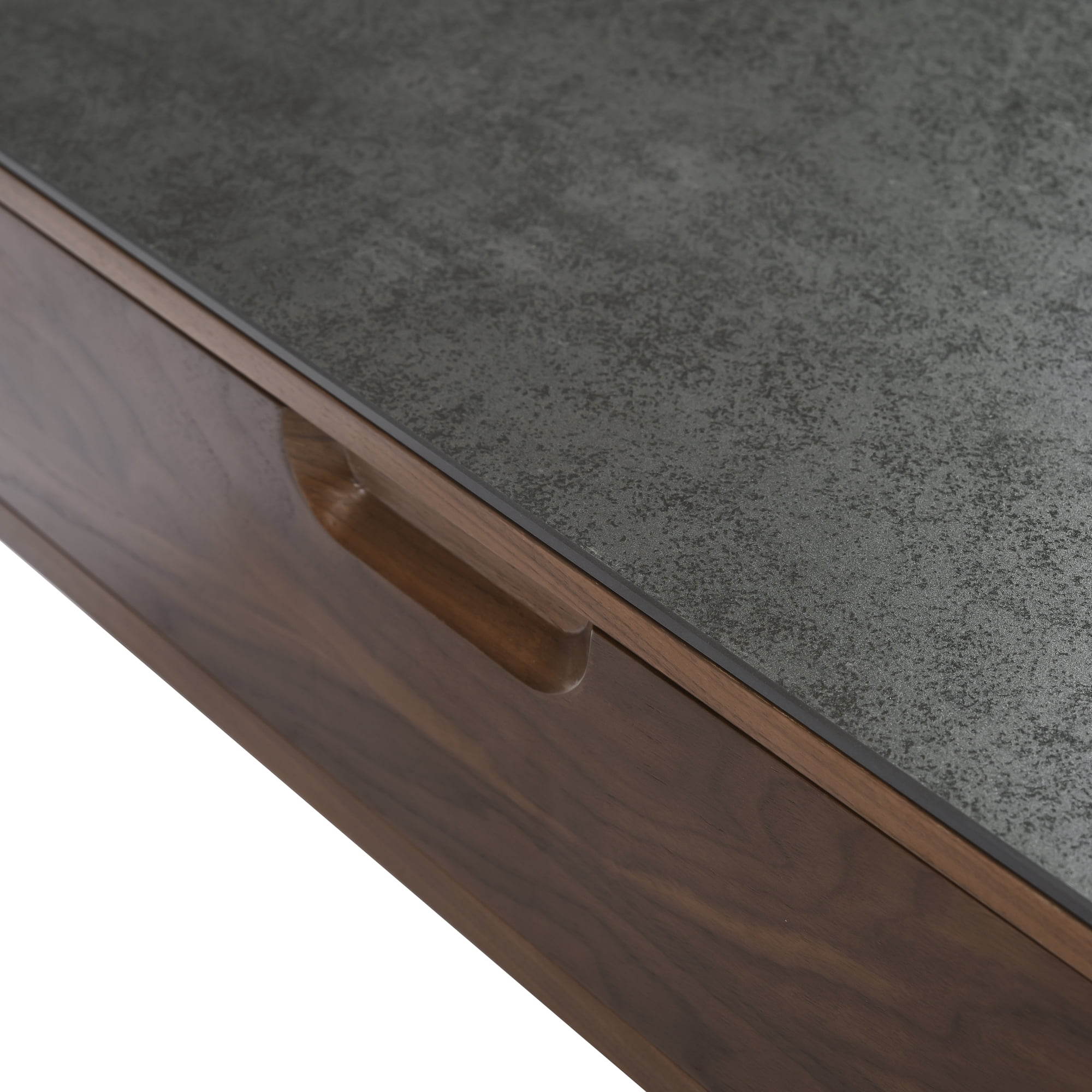 Zola Transitional Square Lift-Top Coffee Table in Walnut Finish with Sintered Stone Panel