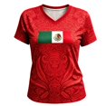 thumbnail image 4 of Trendfront Womens Mexico Flag Graphic T Shirts V Neck Short Sleeve Aztec Pattern Country Pride Football Fan Casual Tee Tops, 4 of 4