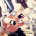 thumbnail image 2 of Uñas artificiales falsas, 24 piezas/caja, patrón de rayas, puntas de uñas con diamantes de imitación, puntas de uñas, rendimiento probado, 2 of 5
