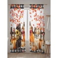 thumbnail image 5 of Sheer Curtains 96 inches Long, Fall Theme Funny Dog Pumpkin Maple Leaf Black White Plaid Light Filtering Sheer Window Curtains Rod Pocket Voile Drapes for Bedroom Living Room, 52"W x 96"L 2 Panels, 5 of 7