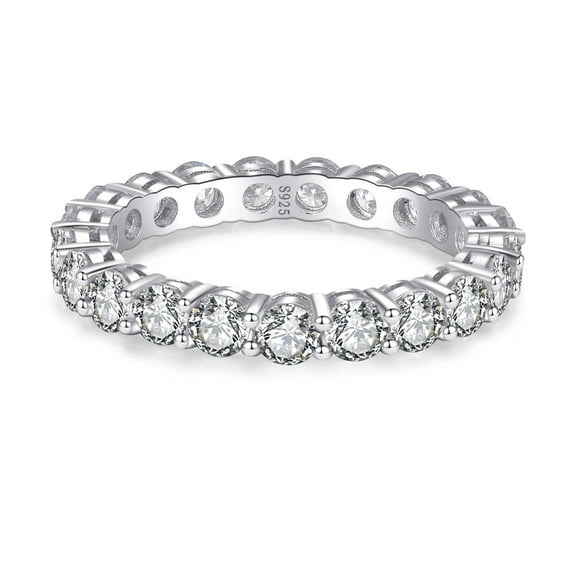 Timorina Sixteen Stone Silver with 18K White Gold Plated Moissanite Engagement Ring Bridal Ring