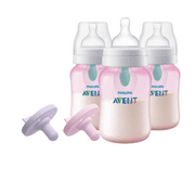 Philips Avent Anti-Colic Baby Bottle with AirFree Vent - Pink - 9oz/3pk & Soothie 3-18m 2pk