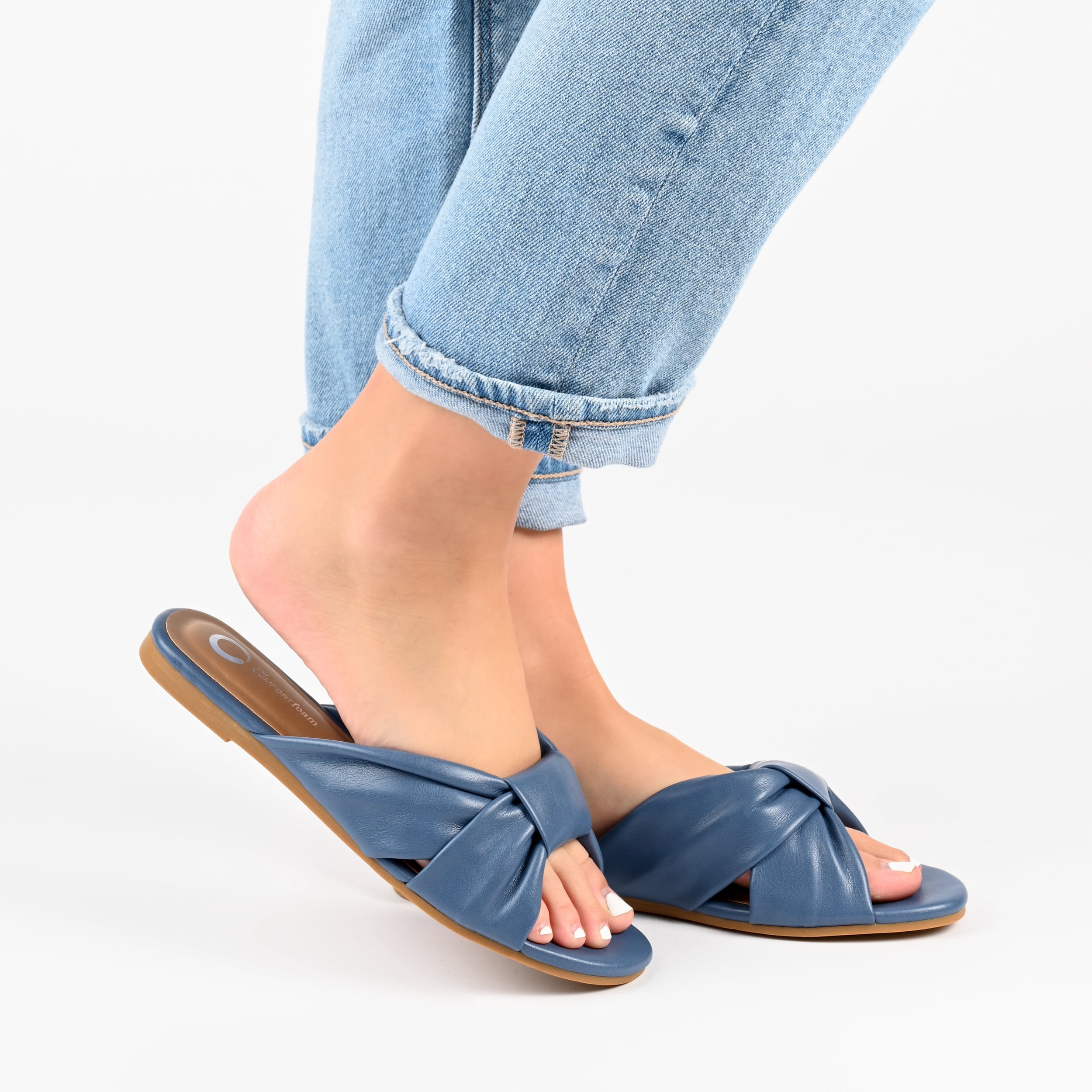 Journee Collection Womens Zetia Tru Comfort Foam Slip On Slide Sandals
