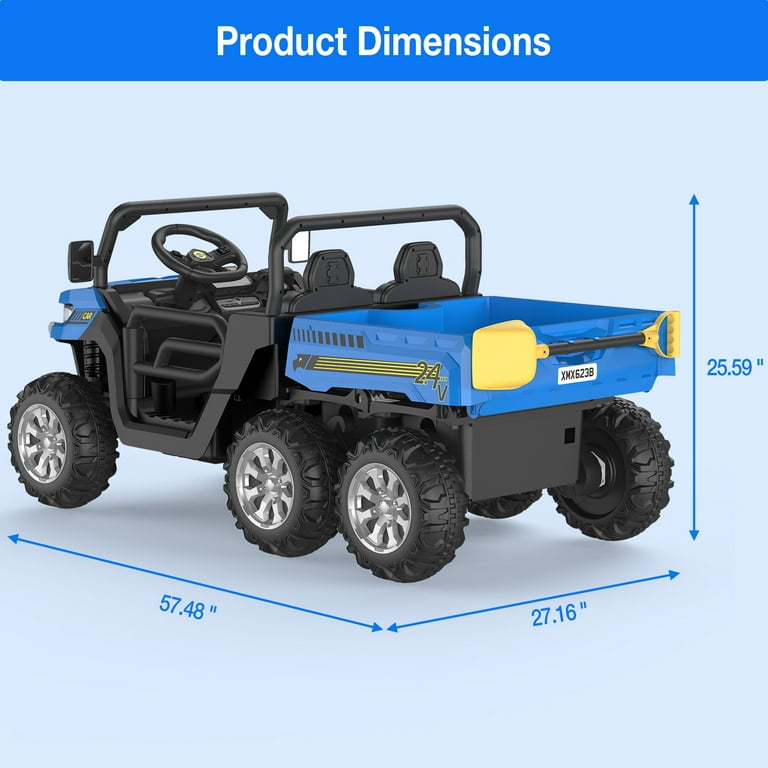 【セール 登場から人気沸騰】 Truck Dump Ride-On Kids 2-Seater 24V with Control Remote アメコミ