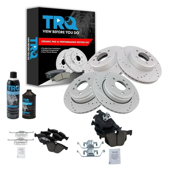 TRQ Performance Rotor & Ceramic Brake Pad Front & Rear Kit w/Chemicals BKA17637 Fits select: 2008-2010 BMW 528, 2004-2007 BMW 530