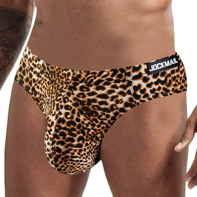 Mikilon sous-Vêtements Bikini String Tentation Soyeuse Imprimés Léopard Décontracté pour Hommes
