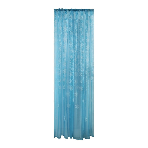 Riforla 1PCS Christmas Snowflake Curtain Tulle Window Treatment Voile Drape Valance Curtain Sky Blue