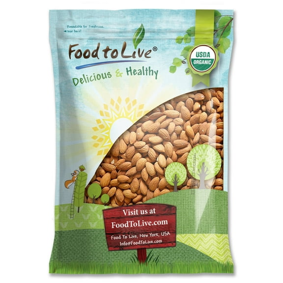 Organic Imported Raw Almonds, 8 Pounds - Non-GMO, Kosher, No Shell, Whole, Unpasteurized, Unsalted, Raw, Vegan - by Food to Live
