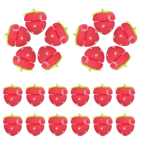 DEEPCRAFF 30Pcs Strawberry Hair Rollers Set Red Foam Curlers Heatless Sleep Styling for Home Use